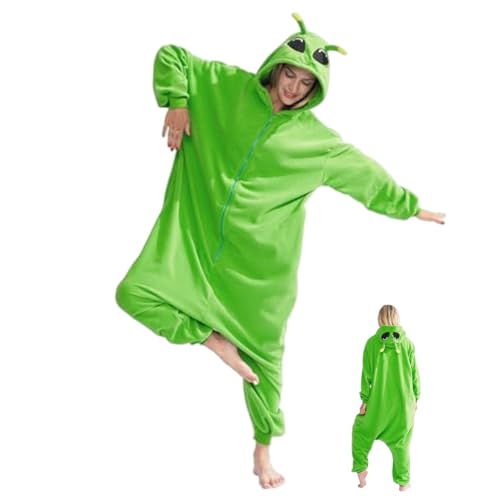 Alien Kostüm Erwachsener, niedlicher Cartoon Alien Onesie Halloween Kostüme, weicher Erwachsenen -Strampler Pyjama für Frauen und Männer Cosplay -Kostüm Alien Kostüm Erwachsener, niedlicher Cartoon Alien Onesie Halloween Kostüme, weicher Erwachsenen -Strampler Pyjama für Frauen und Männer Cosplay -Kostüm von AZIDWERYQ