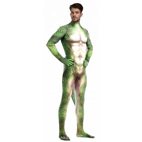 Animaldruck Bodysuit Herren Tierbodysuit Kostüm mit großem Schwanzdruck petsuit spandex pelry Jumpsuit Cosplay Halloween Party xl von AZIDWERYQ