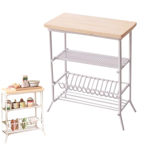 Dollhouse -Bücherregal, 4 -Tier -Puppenregal 1/12 Scale Accessoires Dollhouse Kitchen Display -Rack für Aufbewahrungsminiplatten, Gewürzgläser usw. Küche von AZIDWERYQ