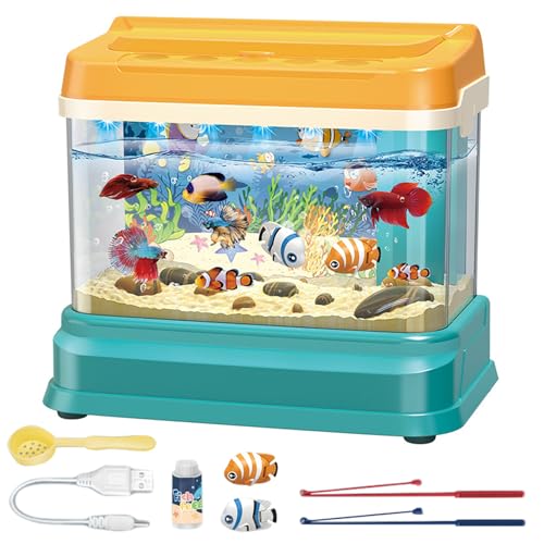 Mini-Fischaquarium, lustiges Kinderbett-Aquarium mit Licht und Musik, dekorativer künstlicher tropischer Fisch, mit 2 Magnetfischen, gefälschtes Aquarium, USB, Lernspielzeug Mini-Fischaquarium, lustiges Kinderbett-Aquarium mit Licht und Musik, dekorativer künstlicher tropischer Fisch, mit 2 Magnetfischen, gefälschtes Aquarium, USB, Lernspielzeug von AZIDWERYQ