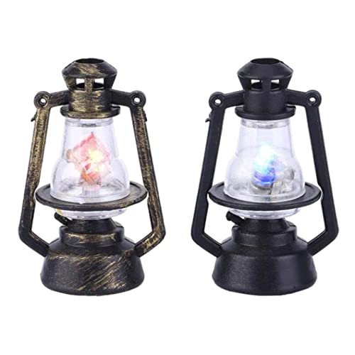 Puppenhaus-Miniatur-Kerosin-Lampe, Retro-LED-Laterne, Mikro-Landschaftsbasteln, 2 Stück, Stil 2, Kerosin-Laterne, Modell-Ornamente von AZIDWERYQ