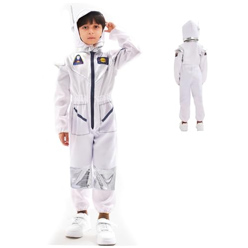 Space Suit Kostüm Kids Polyester Stechy Kids Space Anzug Crew Neck Kleinkind Halloween Jumpsuit für Cosplay -Geburtstagsgeschenke Blau, S Kostüm von AZIDWERYQ