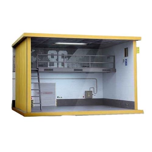 Auto Garage Vitrine mit 1:32 Autoparkplatz-Modellszene, Holzsimulation, zusammengebaute Garage aus Acryl mit Licht und Staubschutz (Color : 86 Graffiti Version) von AZIKEN