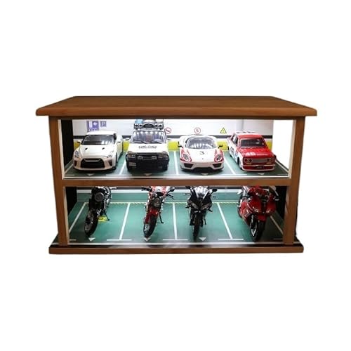Auto Garage Vitrine mit Spielzeugautoszene, Autolegierungsanzeige: Garagenautomodell, Parkplatzmodellsimulation (Color : Two Floors with Eight Parking Spaces) von AZIKEN