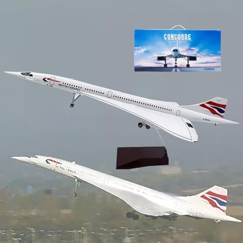 AZIZAT 1:125 Maßstab Air France Concorde Flugzeug Modell Diecast Jet Modell Flugzeug Druckguss Modell Flugzeug Harz für Sammlung Geschenk,British Airways Concorde von AZIZAT
