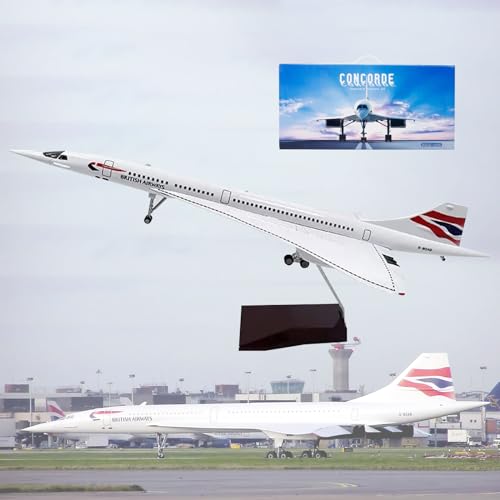 AZIZAT 1:125 Maßstab Air France Concorde Flugzeug Modell Diecast Jet Modell Flugzeug Druckguss Modell Flugzeug Harz für Sammlung Geschenk,British Airways Concorde von AZIZAT