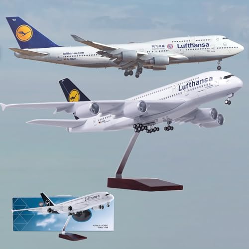 AZIZAT 18,5" 1: 130 Maßstab Modell Jet Modelle Flugzeug Lufthansa A380 Flugzeug Modell Diecast Collectibles Harz Flugzeug Modell für Sammlung oder Geschenk von AZIZAT