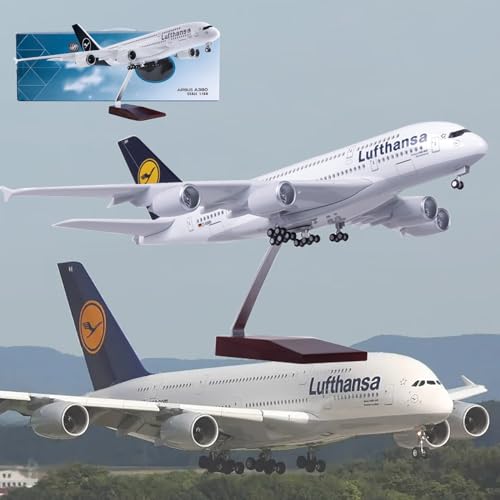 AZIZAT 18,5" 1: 130 Maßstab Modell Jet Modelle Flugzeug Lufthansa A380 Flugzeug Modell Diecast Collectibles Harz Flugzeug Modell für Sammlung oder Geschenk von AZIZAT