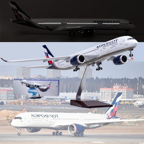 AZIZAT 18,5" 1: 135 Maßstab Modell Jet Modelle Flugzeug Russische A350-900 Flugzeug Modell Diecast Collectibles Harz Flugzeug Modell für Sammlung oder Geschenk,Upgraded von AZIZAT