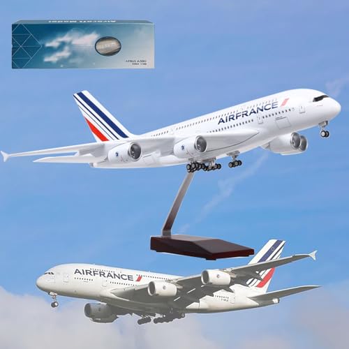 AZIZAT 18,5" 1:160-Scale Modell Jet Modell Flugzeug Air France A380 mit Rädern Collectibles Display Druckguss Modell Flugzeug Harz für Sammlung Geschenk von AZIZAT