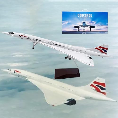 AZIZAT 19,7 "1:125 Concorde-Modell Air France Flugzeugmodell Jet vorgebautes Harz-Diecast-Flugzeugmodell für Sammlerstücke Geburtstagsgeschenke,British Airways von AZIZAT