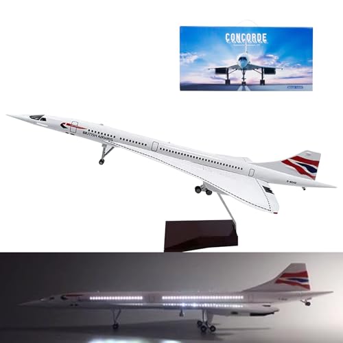 AZIZAT 19.7" 1:125 Concorde Modell Air France Flugzeug Modell Jet Pre-Build Harz Diecast Flugzeug Modell für Collectibles Geburtstagsgeschenke,British Airways Upgraded von AZIZAT