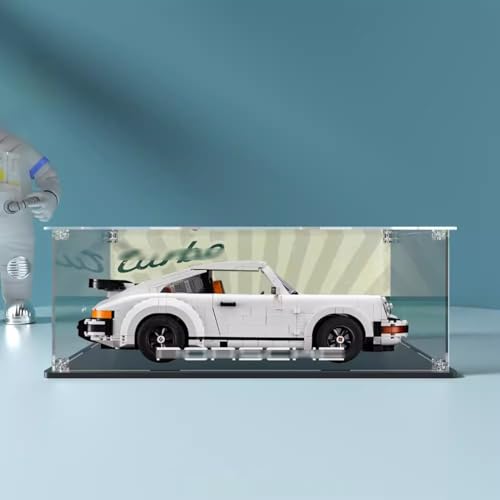 AZIZAT Schaukasten aus Acryl, geeignet für Lego 10295 911 Sportwagen-Modelle, zum Ausstellen, Sammeln, Staubdicht, Aufbewahrung (Hintergrund A) von AZIZAT