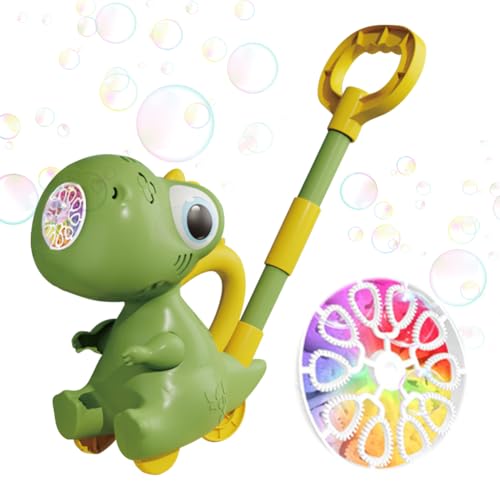 AZURAOKEY 2 in 1 Dinosaurier Blasenmaschine Bubble-Mower Rasenmäher Wiederaufladbare Tragbare Blasgerät mit Klang & Licht Blasenmacher, Bubble Spaß bei Kinderpartys & Geburtstagen von AZURAOKEY