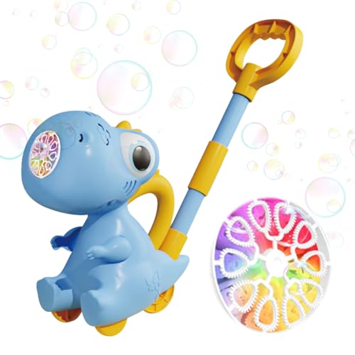 AZURAOKEY 2 in 1 Dinosaurier Blasenmaschine Bubble-Mower Rasenmäher Wiederaufladbare Tragbare Blasgerät mit Klang & Licht Blasenmacher, Bubble Spaß bei Kinderpartys & Geburtstagen von AZURAOKEY