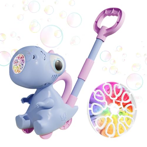 AZURAOKEY 2 in 1 Dinosaurier Blasenmaschine Bubble-Mower Rasenmäher Wiederaufladbare Tragbare Blasgerät mit Klang & Licht Blasenmacher, Bubble Spaß bei Kinderpartys & Geburtstagen von AZURAOKEY