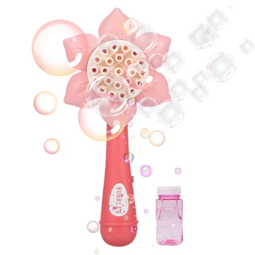 AZURAOKEY Blumen Seifenblasenmaschine Kinder, Automatische Sonnenblumen-Seifenblasenmaschine mit Seifenblasen Flüssigkeit, Seifenblasenspielzeug for Party Geburtstag Hochzeit von AZURAOKEY