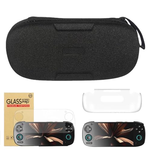 AZURAOKEY Kompatibel mit Retroids Pocket 5 Zubehör, 3-in-1-Set, tragbare, stoßfeste Hartschalen-Tragetasche, Reise-Aufbewahrungstasche mit gehärtetem Film und TPU-Schutzhülle von AZURAOKEY