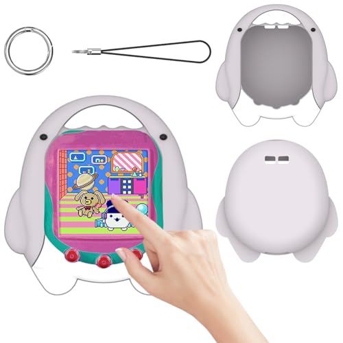 AZURAOKEY Niedliche Silikonhülle kompatibel mit Tamagotchi Uni Virtual Pet Game Machine, niedliche 3D-Haifischmuster-Silikonschutzhülle for Tamagotchi Uni 2023 von AZURAOKEY