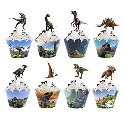 Aabellay 48 Stück Dinosaurier Cupcake Wrapper Papier Dino Tortendeko Geburtstag Kuchen Topper Muffin Kuchenaufsätze Backen Dschungel Kuchendeckel Tortenstecker für Kinder Jungen Party Deko –Jura Aabellay 48 Stück Dinosaurier Cupcake Wrapper Papier Dino Tortendeko Geburtstag Kuchen Topper Muffin Kuchenaufsätze Backen Dschungel Kuchendeckel Tortenstecker für Kinder Jungen Party Deko –Jura von Aabellay
