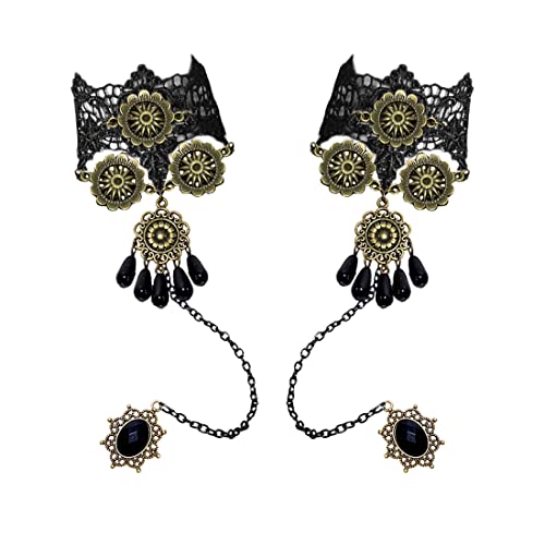 Aabellay Damen Fingerlose Spitzen Handschuhe Gothic Victorian Armbänder Retro Spitze Steampunk Gear Armkette Steampunk Armbänder Set Vintage Opern Handschuhe Halloween Braut Zubehör 1 Paar - S130 Aabellay Damen Fingerlose Spitzen Handschuhe Gothic Victorian Armbänder Retro Spitze Steampunk Gear Armkette Steampunk Armbänder Set Vintage Opern Handschuhe Halloween Braut Zubehör 1 Paar - S130 von Aabellay