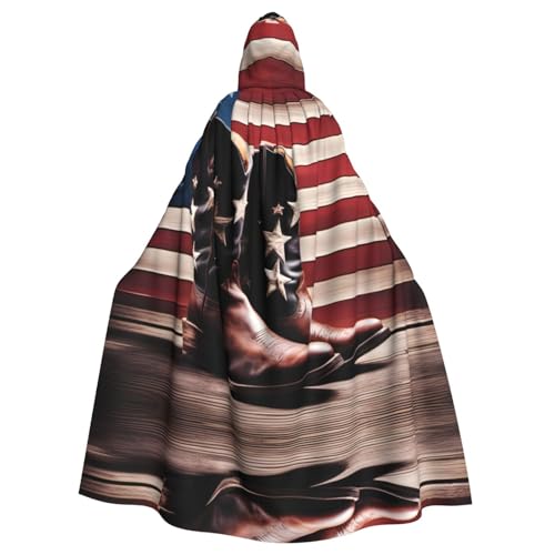 Aakdgd Amerikanische Flagge mit Cowboystiefeln, bedruckt, Halloween, Erwachsenen-Kapuzenumhang für Kostümpartys und Themenveranstaltungen Aakdgd Amerikanische Flagge mit Cowboystiefeln, bedruckt, Halloween, Erwachsenen-Kapuzenumhang für Kostümpartys und Themenveranstaltungen von Aakdgd
