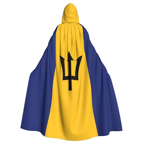 Aakdgd Barbados-Flagge, bedruckt, Halloween-Umhang mit Kapuze für Erwachsene, für Kostümpartys und Themenveranstaltungen Aakdgd Barbados-Flagge, bedruckt, Halloween-Umhang mit Kapuze für Erwachsene, für Kostümpartys und Themenveranstaltungen von Aakdgd