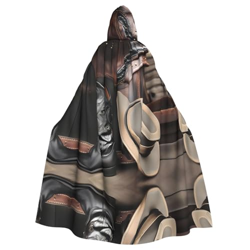 Aakdgd Cowboy-Umhang mit schwarzem Hut, Westernstiefel, Aufdruck, Halloween, Erwachsene, Kapuzenumhang für Kostümpartys und Themenveranstaltungen Aakdgd Cowboy-Umhang mit schwarzem Hut, Westernstiefel, Aufdruck, Halloween, Erwachsene, Kapuzenumhang für Kostümpartys und Themenveranstaltungen von Aakdgd