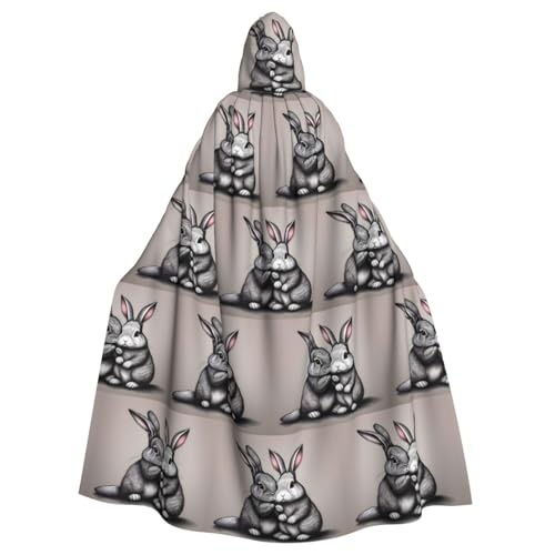 Aakdgd Cry Rabbit Prints, Halloween-Umhang mit Kapuze für Erwachsene, für Kostümpartys und Themenveranstaltungen von Aakdgd