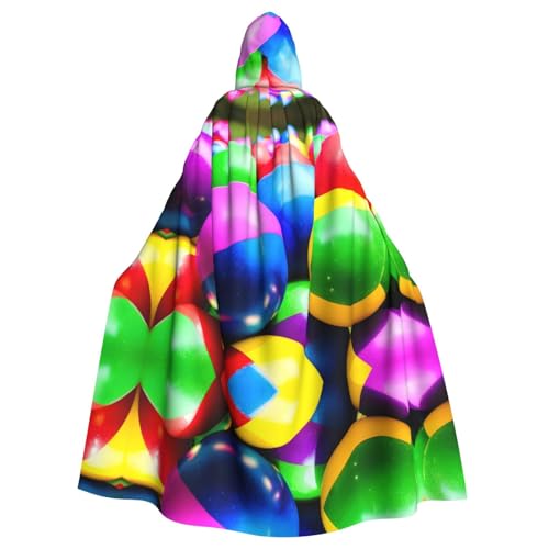 Aakdgd Farbenfroher Ball-Aufdruck, Halloween-Umhang mit Kapuze für Erwachsene, für Kostümpartys und Themenveranstaltungen Aakdgd Farbenfroher Ball-Aufdruck, Halloween-Umhang mit Kapuze für Erwachsene, für Kostümpartys und Themenveranstaltungen von Aakdgd