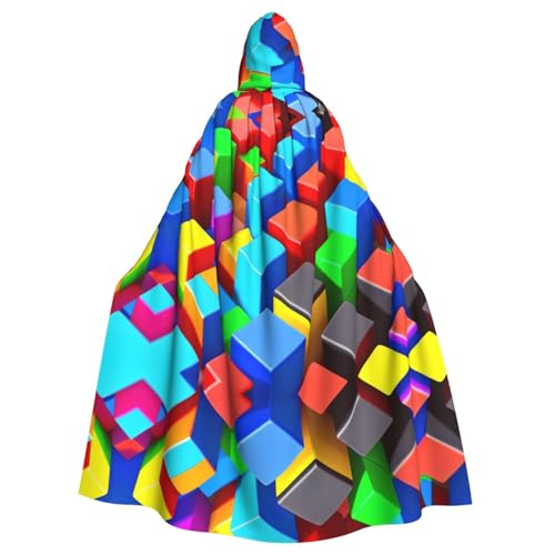 Aakdgd Farbenfroher Würfel-Druck, Halloween-Umhang mit Kapuze für Erwachsene, für Kostümpartys und Themenveranstaltungen Aakdgd Farbenfroher Würfel-Druck, Halloween-Umhang mit Kapuze für Erwachsene, für Kostümpartys und Themenveranstaltungen von Aakdgd