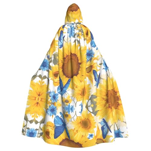 Aakdgd Gelbe Sonnenblumen mit blauen Schmetterlingen, für Halloween, Erwachsene, Kapuzenumhang für Kostümpartys und Themenveranstaltungen Aakdgd Gelbe Sonnenblumen mit blauen Schmetterlingen, für Halloween, Erwachsene, Kapuzenumhang für Kostümpartys und Themenveranstaltungen von Aakdgd