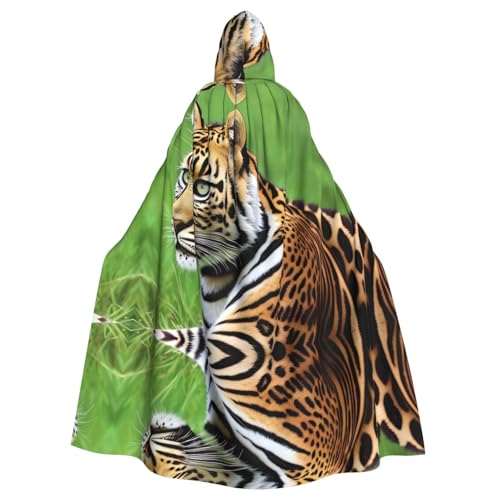 Aakdgd Gestreifter Leopardenmuster Halloween Erwachsene Kapuzenumhang für Kostümpartys und Themenveranstaltungen von Aakdgd