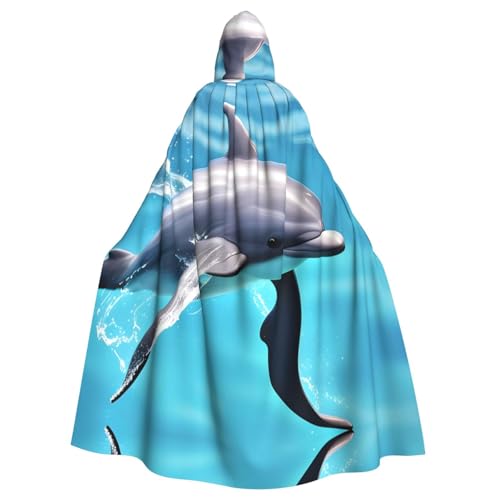 Aakdgd Happy Cute Delphin Prints Halloween Erwachsene Kapuzenumhang für Kostümpartys und Themenveranstaltungen von Aakdgd