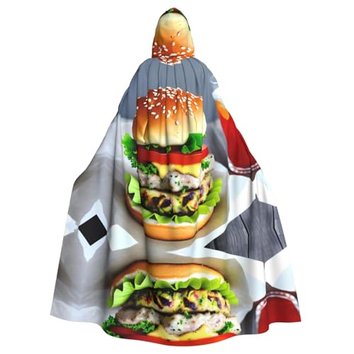 Aakdgd Kapuzenumhang mit Hühnerbein und Burger für Halloween, Erwachsene, für Kostümpartys und Themenveranstaltungen von Aakdgd