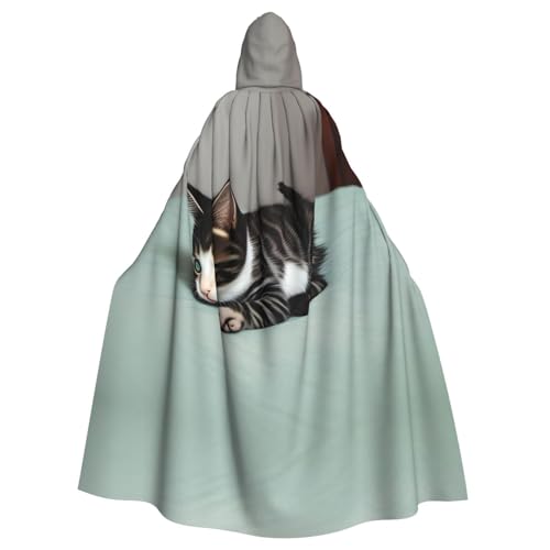 Aakdgd Kapuzenumhang mit Kätzchen-Druck, Halloween, Erwachsene, für Kostümpartys und Themenveranstaltungen Aakdgd Kapuzenumhang mit Kätzchen-Druck, Halloween, Erwachsene, für Kostümpartys und Themenveranstaltungen von Aakdgd