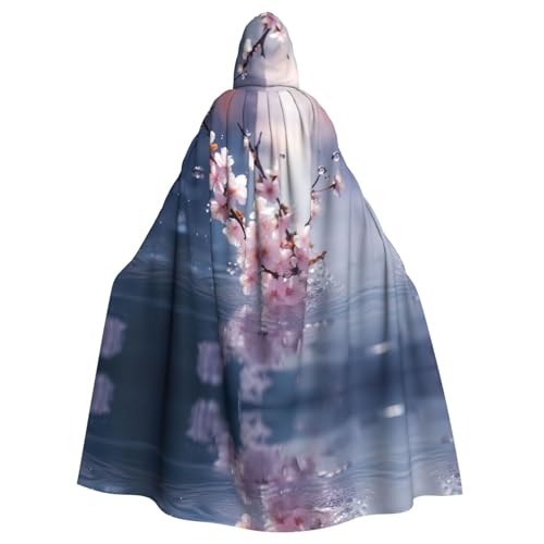 Aakdgd Kapuzenumhang mit Kirschblüten im Wasser, für Halloween, Erwachsene, für Kostümpartys und Themenveranstaltungen von Aakdgd