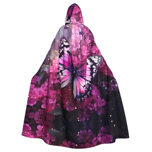 Aakdgd Kapuzenumhang mit rosa Blumen und lila Schmetterlingen für Halloween, Erwachsene, für Kostümpartys und Themenveranstaltungen Aakdgd Kapuzenumhang mit rosa Blumen und lila Schmetterlingen für Halloween, Erwachsene, für Kostümpartys und Themenveranstaltungen von Aakdgd