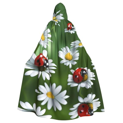 Aakdgd Marienkäfer auf Gänseblümchen-Druck, Halloween-Umhang mit Kapuze, für Erwachsene, für Kostümpartys und Themenveranstaltungen Aakdgd Marienkäfer auf Gänseblümchen-Druck, Halloween-Umhang mit Kapuze, für Erwachsene, für Kostümpartys und Themenveranstaltungen von Aakdgd