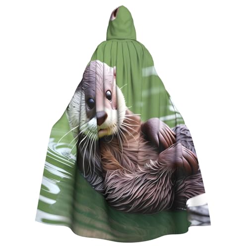 Aakdgd Niedlicher Otter-Druck, Halloween-Umhang mit Kapuze für Erwachsene, für Kostümpartys und Themenveranstaltungen von Aakdgd