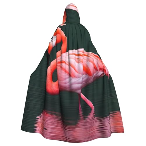 Aakdgd Rosafarbener Flamingo-Aufdruck, Halloween-Umhang mit Kapuze für Erwachsene, für Kostümpartys und Themenveranstaltungen Aakdgd Rosafarbener Flamingo-Aufdruck, Halloween-Umhang mit Kapuze für Erwachsene, für Kostümpartys und Themenveranstaltungen von Aakdgd