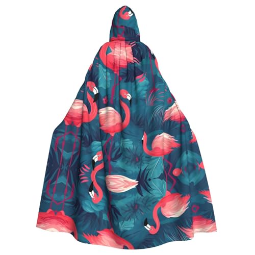 Aakdgd Rosafarbener Flamingo-Aufdruck, Halloween-Umhang mit Kapuze für Erwachsene, für Kostümpartys und Themenveranstaltungen Aakdgd Rosafarbener Flamingo-Aufdruck, Halloween-Umhang mit Kapuze für Erwachsene, für Kostümpartys und Themenveranstaltungen von Aakdgd