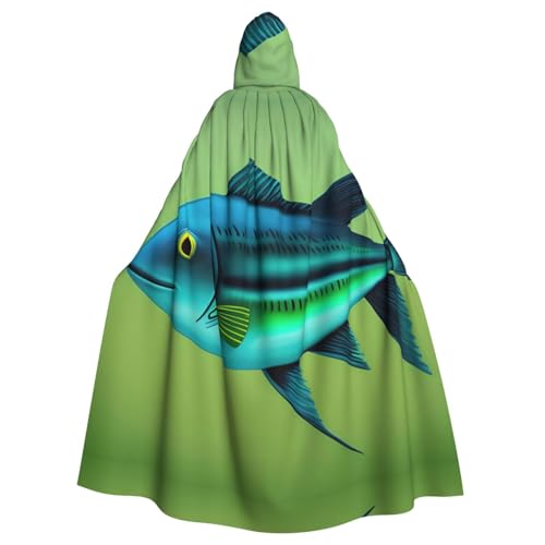 Aakdgd The Green Flying Fish Prints Halloween Erwachsene Kapuzenumhang für Kostümpartys und Themenveranstaltungen von Aakdgd