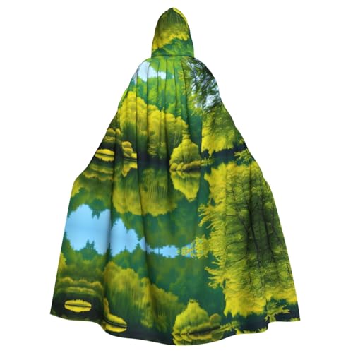 Aakdgd Tranquil Lakes Prints Halloween-Umhang mit Kapuze für Erwachsene, für Kostümpartys und Themenveranstaltungen von Aakdgd