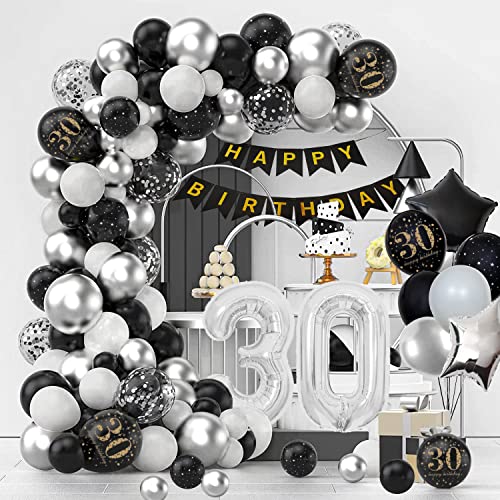 30 Geburtstag Deko Luftballons, 30. Geburtstag Mann Frauen, 30 Jahr Geburtstagdeko,Happy Birthday Girlande Ballons Schwarz Silber Deko,Konfetti Luftballons, Birthday Party Decorations 30 Geburtstag Deko Luftballons, 30. Geburtstag Mann Frauen, 30 Jahr Geburtstagdeko,Happy Birthday Girlande Ballons Schwarz Silber Deko,Konfetti Luftballons, Birthday Party Decorations von Aapxi