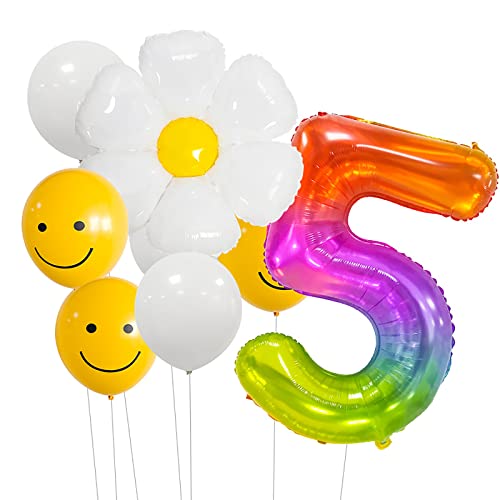 Aapxi Luftballons Geburtstags deko set 16 Stück,100cm Riesen Bunt zahlen Folienballon Gänseblümchen Ballon für Kinder Mädchen junge Geburtstag Party Baby Shower Dekoration Hochzeit deko (5) von Aapxi