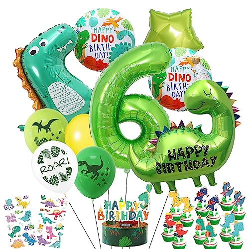 Dinosaurier luftballons geburtstag,Dino Happy Birthday luftballon,3 Jahr Kinder Folienballons,Jungen und Mädchen Geburtstagsparty Dschungel Geburtstag Dekoration (6 Jahr geburtstag) von Aapxi