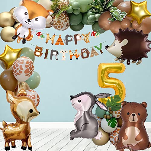 Geburtstag Deko Mädchen Junge - Dschungel Kindergeburtstag Birthday Decorations - Wild One Luftballons Girlande 5.Geburtstag mit Tierfolienballons, Geburtstagsbanner, Latexballons, Herzballons Geburtstag Deko Mädchen Junge - Dschungel Kindergeburtstag Birthday Decorations - Wild One Luftballons Girlande 5.Geburtstag mit Tierfolienballons, Geburtstagsbanner, Latexballons, Herzballons von Aapxi