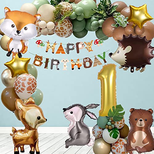 Geburtstag Deko Mädchen Junge - Dschungel Kindergeburtstag Birthday Decorations - Wild One Luftballons Girlande1.Geburtstag mit Tierfolienballons, Geburtstagsbanner,Latexballons, Herzballons Geburtstag Deko Mädchen Junge - Dschungel Kindergeburtstag Birthday Decorations - Wild One Luftballons Girlande1.Geburtstag mit Tierfolienballons, Geburtstagsbanner,Latexballons, Herzballons von Aapxi