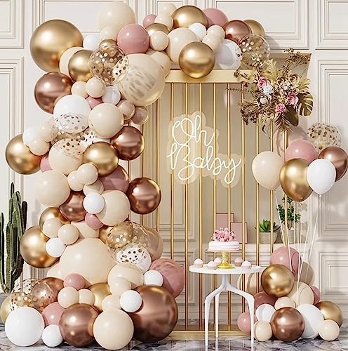 Luftballon Girlande - Rosa Rosegold Beige für Geburtstag, Hochzeit, Babyparty, Verlobung - Deko Mädchen Ballons von Aapxi